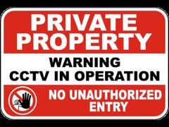 Private Property Warning CCTV In Operation Sign