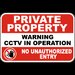 Private Property Warning CCTV In Operation Sign